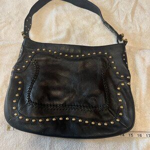 Black Leather Via Spiga Shoulder Bag